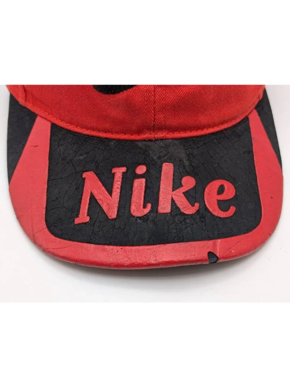 Vintage Nike Hat Cap Snapback Youth Black Red Center Swoosh 90s Y2K Retro Kids - Picture 3 of 7
